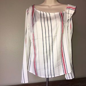 |Express| Striped off one shoulder long sleeve top